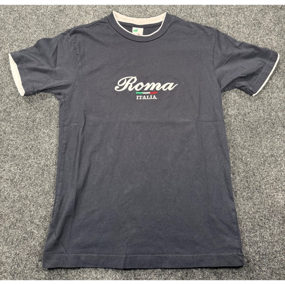 Roma Italia Embroidered Ringer T Shirt Made In Italy Women's Medium - Picture 2 of 8